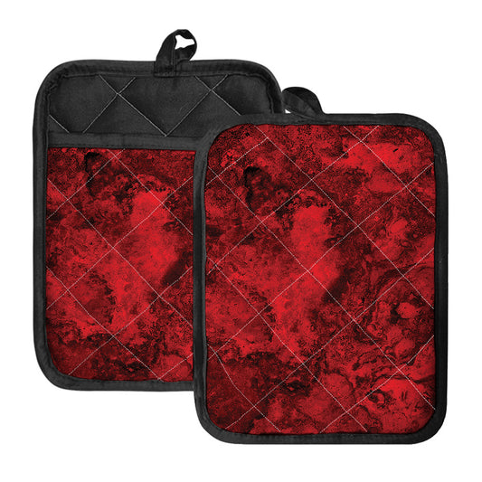 Red Blood Print Pot Holders With Pocket
