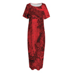 Red Blood Print Short Sleeve Long Nightdress