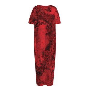 Red Blood Print Short Sleeve Long Nightdress