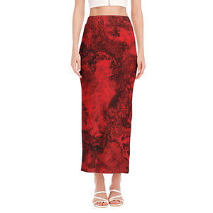 Red Blood Print Side Slit Maxi Skirt