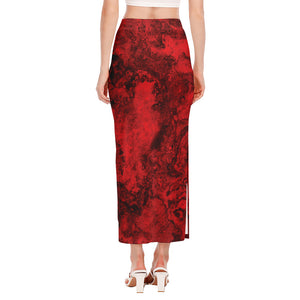 Red Blood Print Side Slit Maxi Skirt