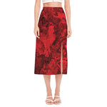 Red Blood Print Side Slit Midi Skirt