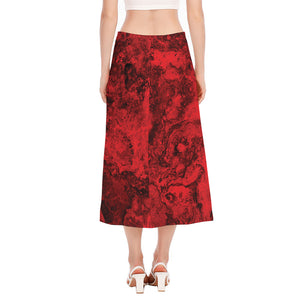 Red Blood Print Side Slit Midi Skirt