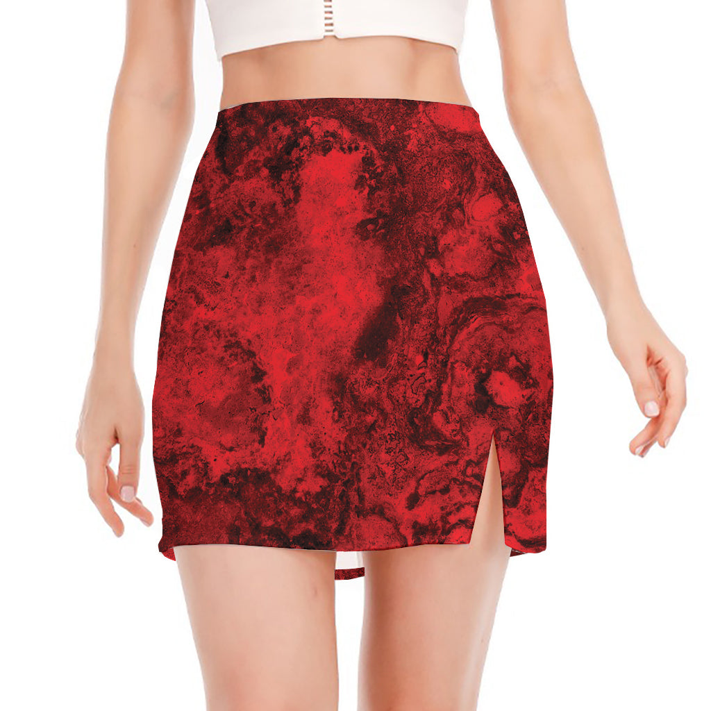 Red Blood Print Side Slit Mini Skirt