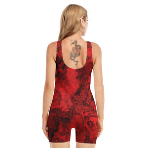 Red Blood Print Sleeveless One Piece Swimsuit