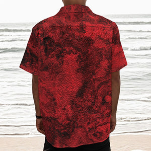 Red Blood Print Textured Short Sleeve Shirt