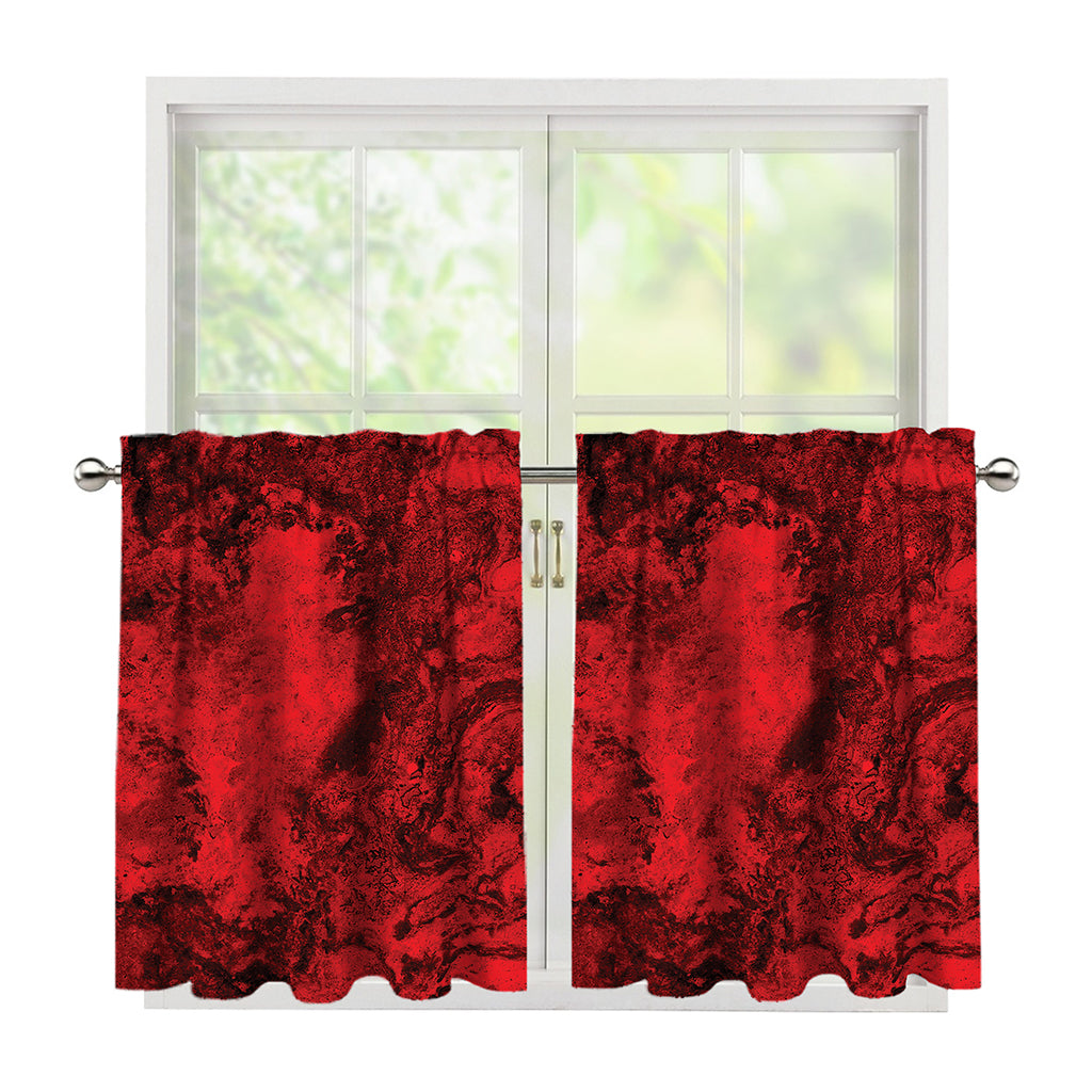 Red Blood Print Tier Curtains