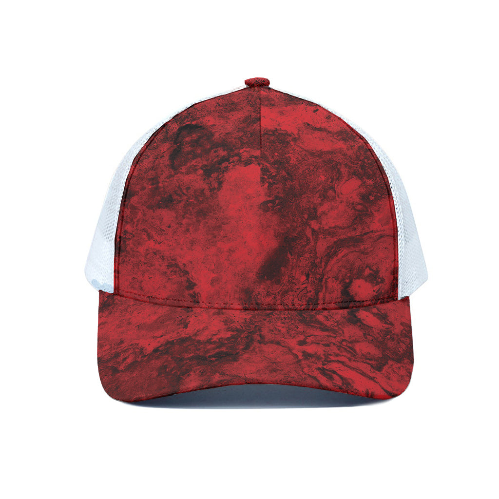 Red Blood Print White Mesh Trucker Cap