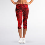 Red Blood Print Women's Capri Leggings