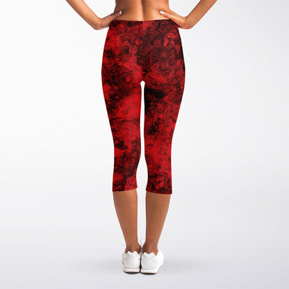 Red Blood Print Women's Capri Leggings