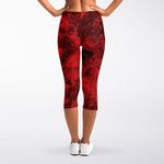 Red Blood Print Women's Capri Leggings