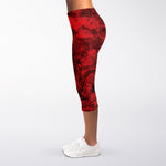 Red Blood Print Women's Capri Leggings