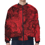 Red Blood Print Zip Sleeve Bomber Jacket