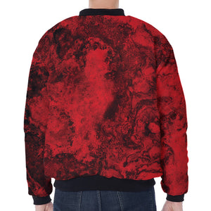 Red Blood Print Zip Sleeve Bomber Jacket