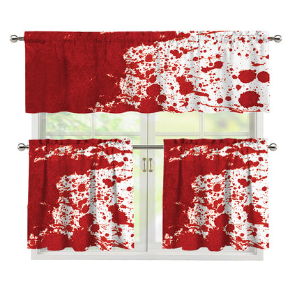 Red Blood Stains Print 3 Piece Kitchen Curtains