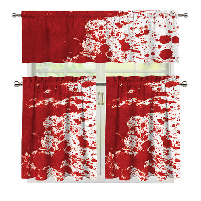 Red Blood Stains Print 3 Piece Kitchen Curtains
