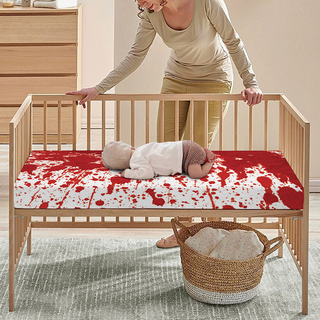 Red Blood Stains Print Baby Crib Sheet