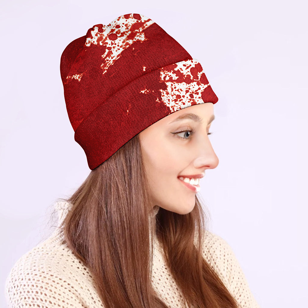 Red Blood Stains Print Beanie