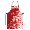 Red Blood Stains Print Bib Apron With Pocket