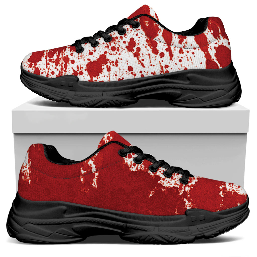 Red Blood Stains Print Black Chunky Shoes