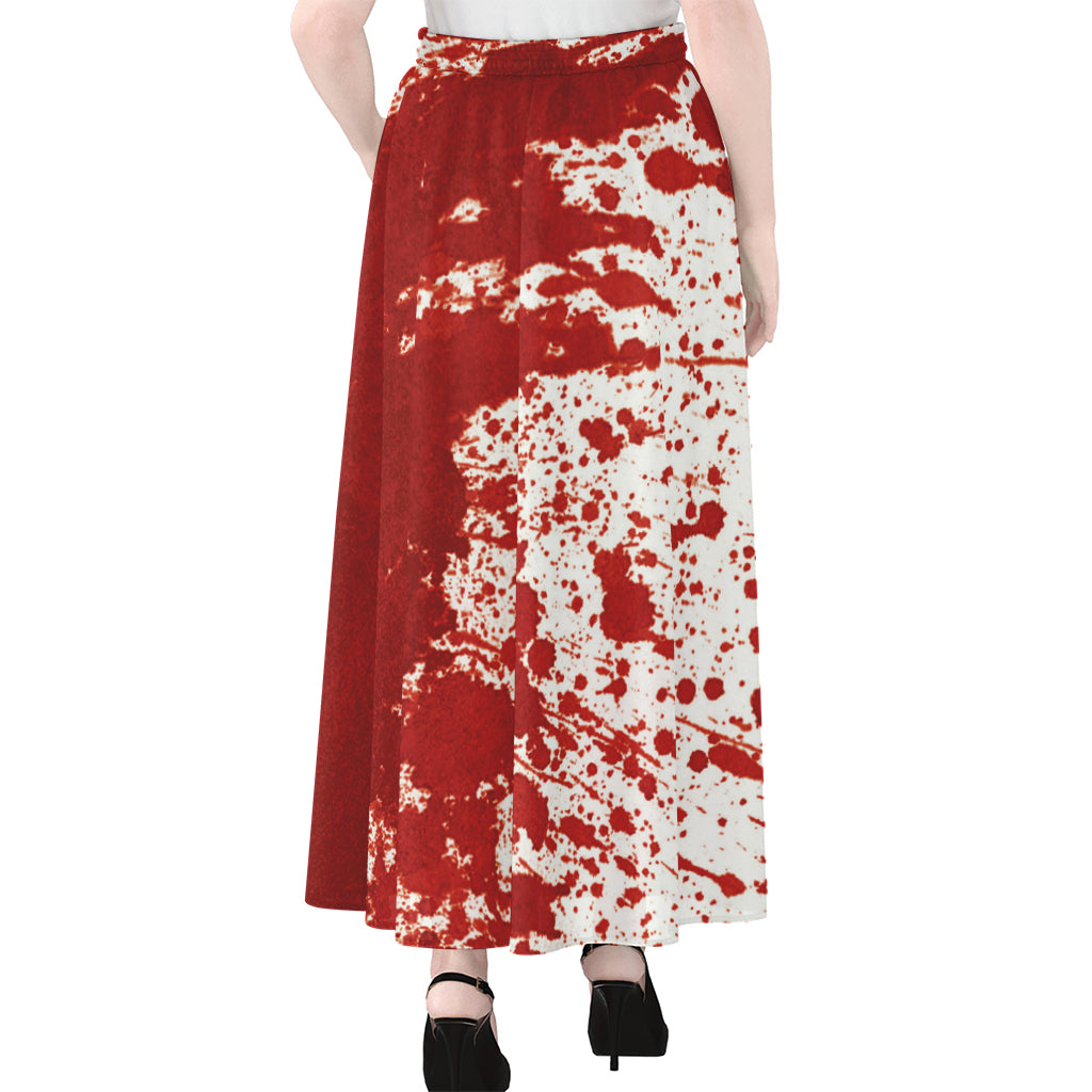 Red Blood Stains Print Chiffon Maxi Skirt