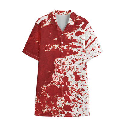 Red Blood Stains Print Cotton Hawaiian Shirt