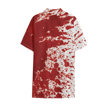 Red Blood Stains Print Cotton Hawaiian Shirt
