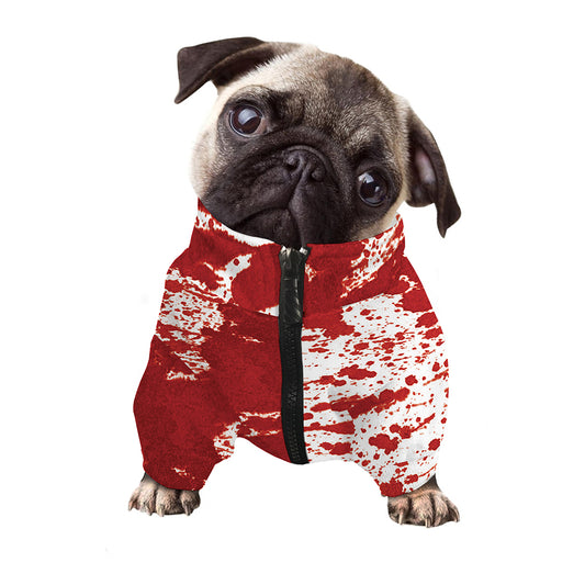 Red Blood Stains Print Dog Zip Up Jacket