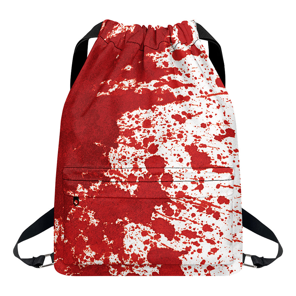 Red Blood Stains Print Drawstring Backpack