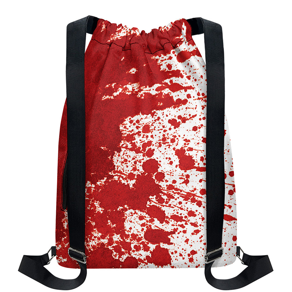 Red Blood Stains Print Drawstring Backpack
