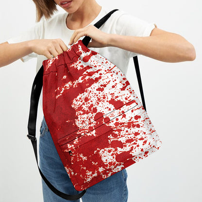 Red Blood Stains Print Drawstring Backpack
