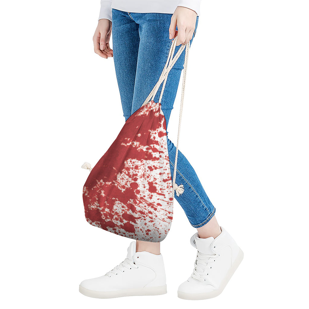 Red Blood Stains Print Drawstring Bag