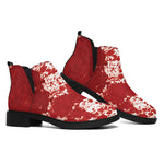 Red Blood Stains Print Flat Ankle Boots