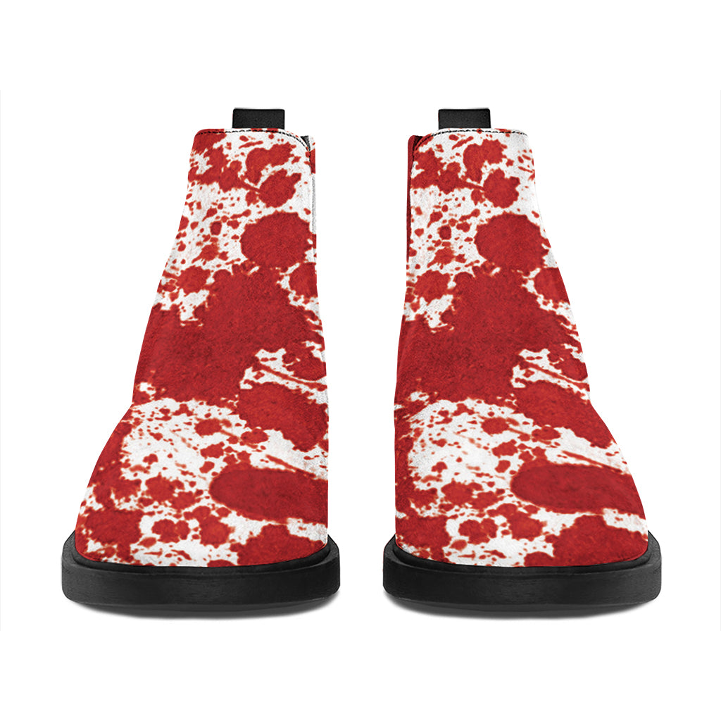 Red Blood Stains Print Flat Ankle Boots