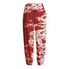 Red Blood Stains Print Fleece Lined Knit Pants