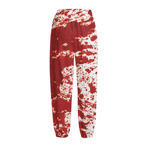 Red Blood Stains Print Fleece Lined Knit Pants