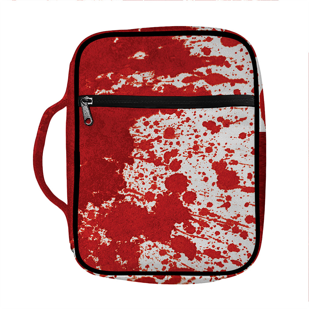 Red Blood Stains Print Front Pocket Bible Bag