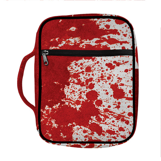 Red Blood Stains Print Front Pocket Bible Bag