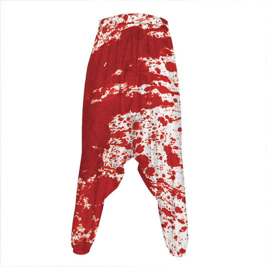 Red Blood Stains Print Hammer Pants