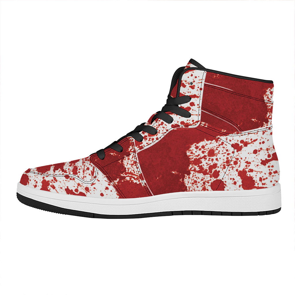 Red Blood Stains Print High Top Leather Sneakers
