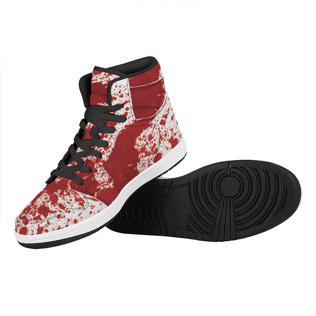 Red Blood Stains Print High Top Leather Sneakers