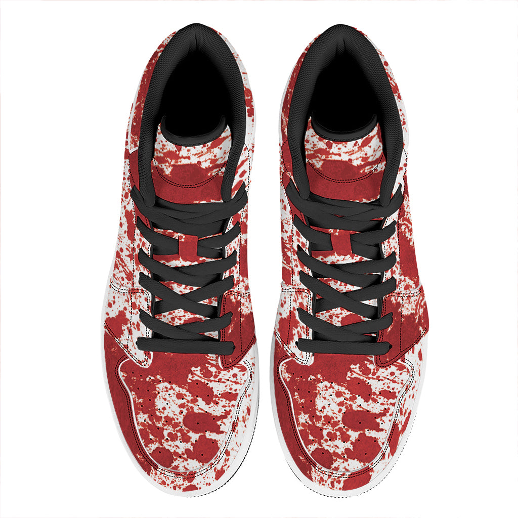 Red Blood Stains Print High Top Leather Sneakers