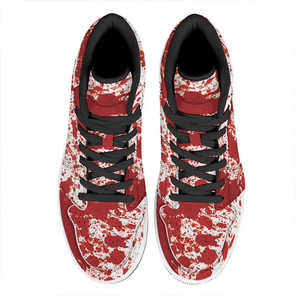 Red Blood Stains Print High Top Leather Sneakers