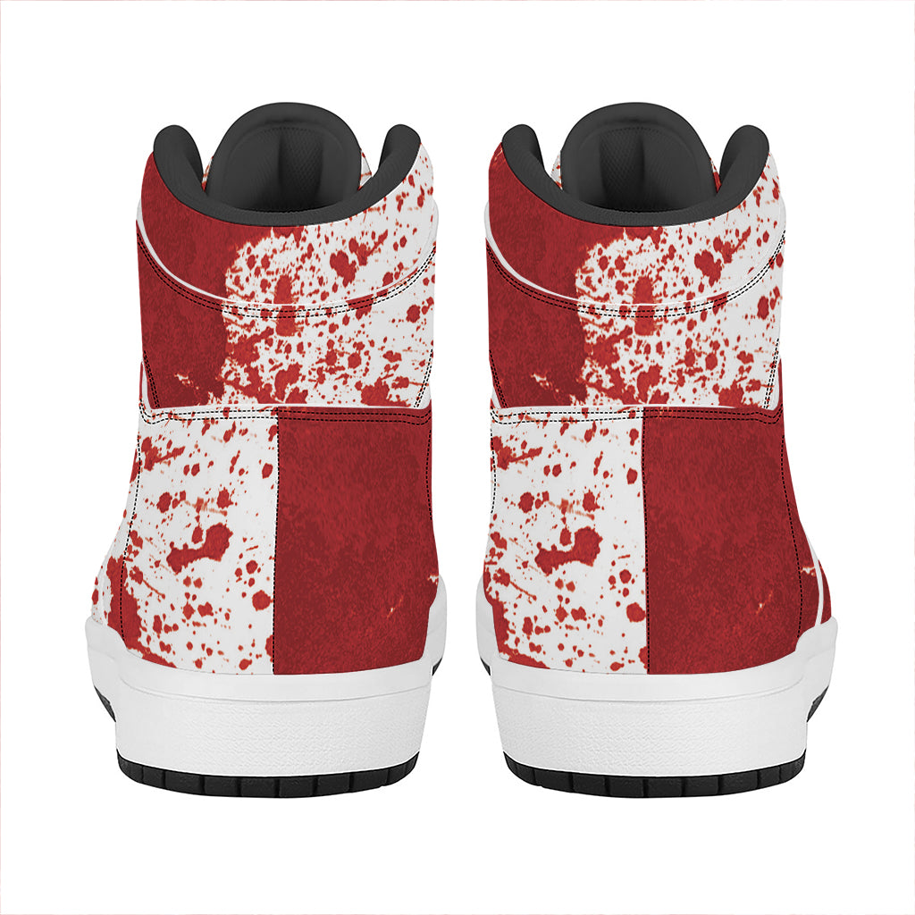 Red Blood Stains Print High Top Leather Sneakers