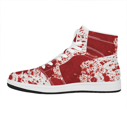 Red Blood Stains Print High Top Leather Sneakers