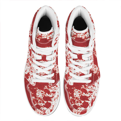 Red Blood Stains Print High Top Leather Sneakers