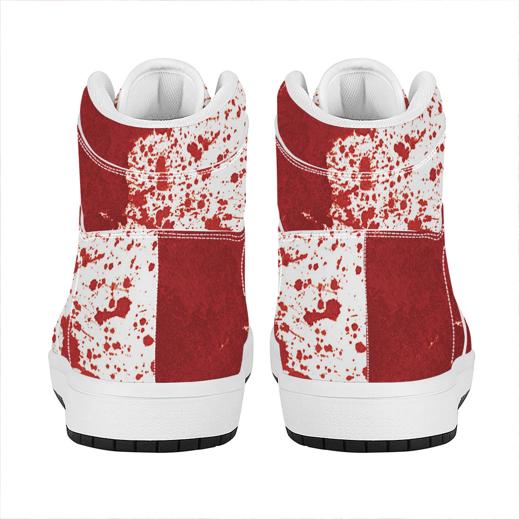Red Blood Stains Print High Top Leather Sneakers