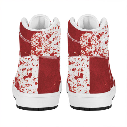Red Blood Stains Print High Top Leather Sneakers