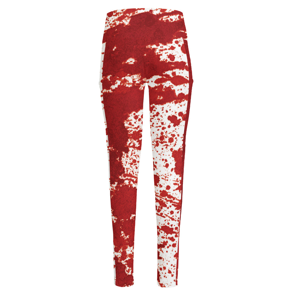 Red Blood Stains Print High-Waisted Pocket Leggings