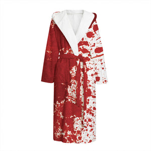 Red Blood Stains Print Hooded Bathrobe